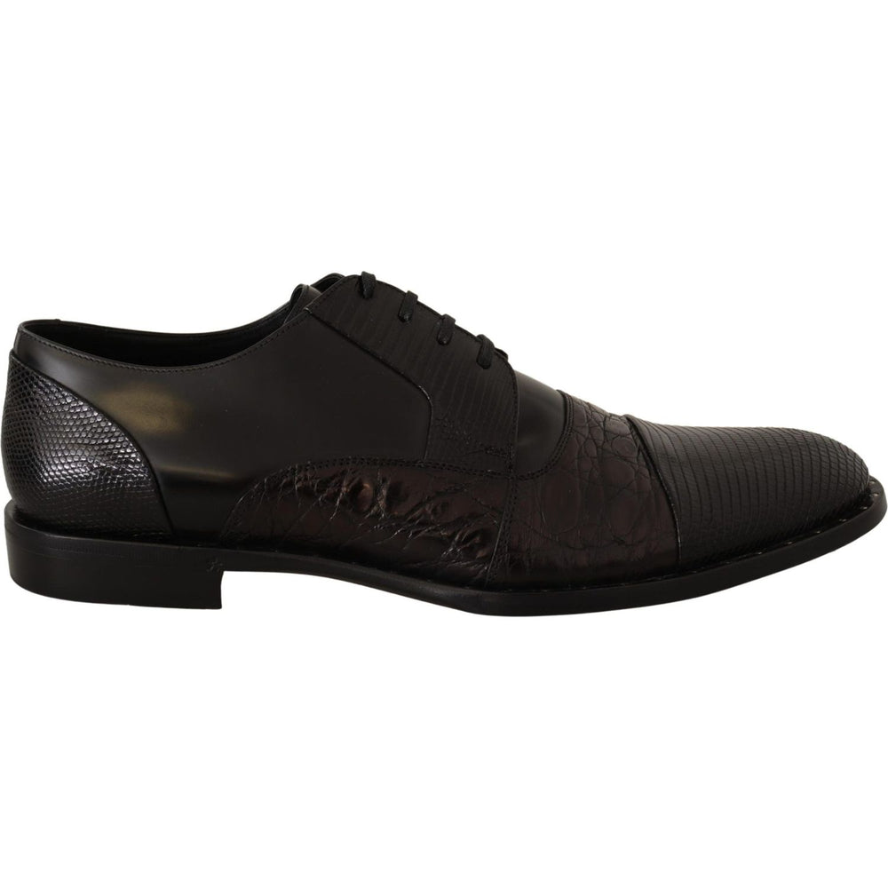 Dolce & Gabbana Black Leather Exotic Skins Formal Shoes MV3970-39