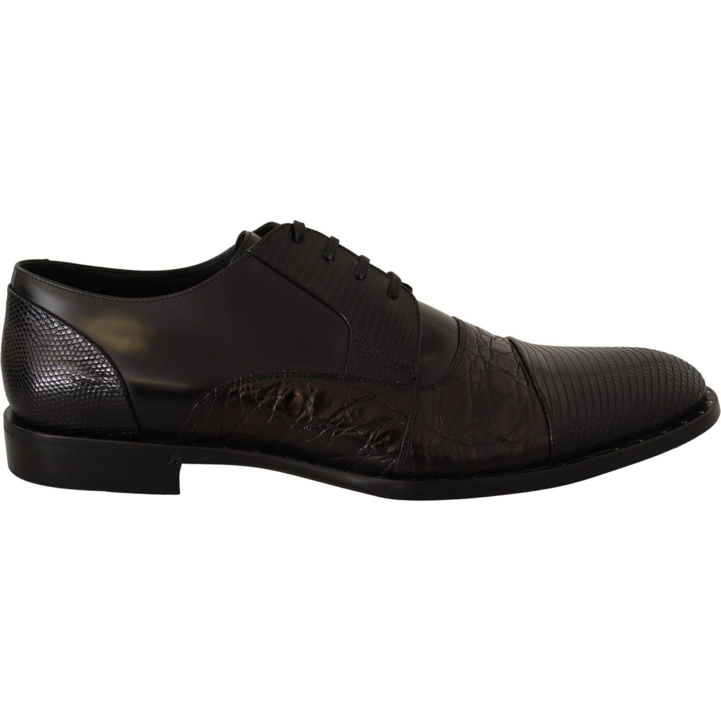 Dolce & Gabbana Black Leather Exotic Skins Formal Shoes MV3970-39