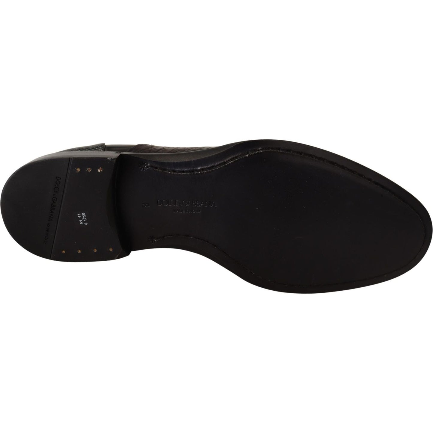 Dolce & Gabbana Black Leather Exotic Skins Formal Shoes MV3970-39