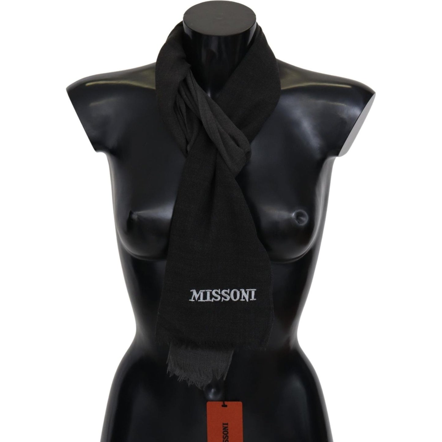 Missoni Black 100% Wool Unisex Neck Wrap Scarf
