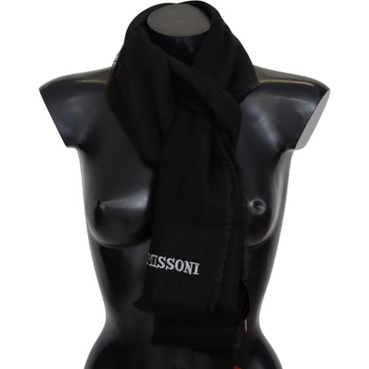 Missoni Black 100% Wool Unisex Neck Wrap Scarf