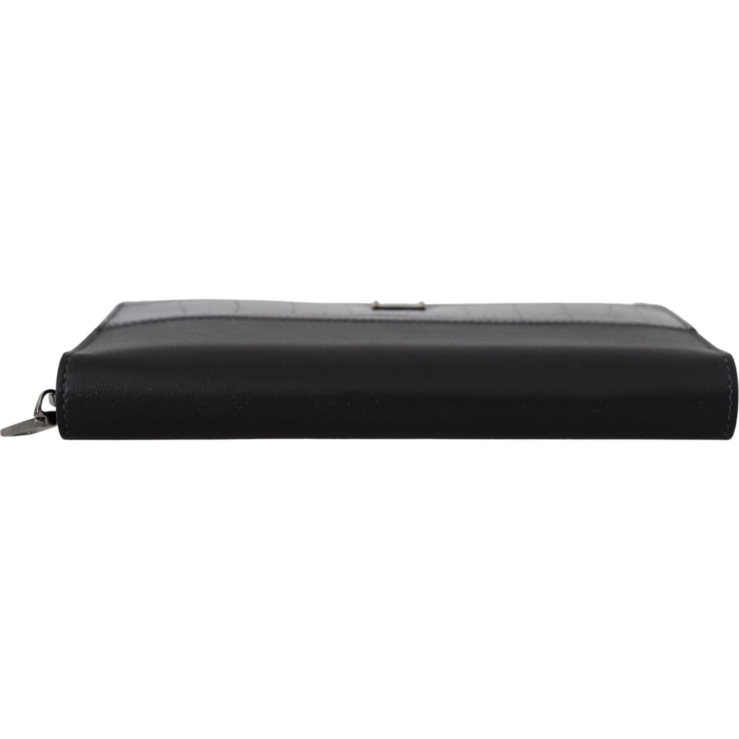 Dolce & Gabbana Black Zip Around Continental Clutch Leather Wallet
