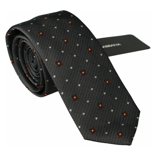 Dolce & Gabbana Gray Patterned Classic Mens Slim Necktie 1728,57% Silk,67345645728,Accessories,Clothing,Dolce & Gabbana,Gray,Material: 43% Polyester,Men,Men - Accessories,New with tags,Ties & Bowties - Men - Accessories,Ties - Ties and Formal Accessories
