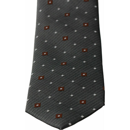 Dolce & Gabbana Gray Patterned Classic Mens Slim Necktie 1728,57% Silk,67345645728,Accessories,Clothing,Dolce & Gabbana,Gray,Material: 43% Polyester,Men,Men - Accessories,New with tags,Ties & Bowties - Men - Accessories,Ties - Ties and Formal Accessories