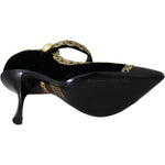 Dolce & Gabbana Black Embellished Velvet Mary Jane Pumps Shoes LA8893-35