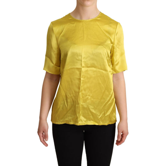 Dolce & Gabbana Yellow Silk Short Sleeve Blouse T-shirt TSH6305 -38