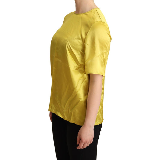 Dolce & Gabbana Yellow Silk Short Sleeve Blouse T-shirt TSH6305 -38