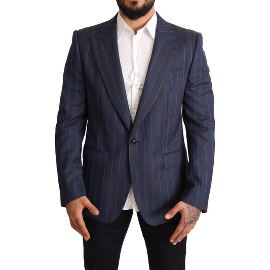 Dolce & Gabbana Blue Striped Wool Slim Fit Blazer Jacket1728,67345645728,Blazers - Men - Clothing,Blazers - Suits & Blazers - Clothing,Blue,Clothing,Dolce & Gabbana,IT54 | XL,Material: 100% Wool,Men,Men - Clothing,New with tags,Suits & Blazers - Clothing