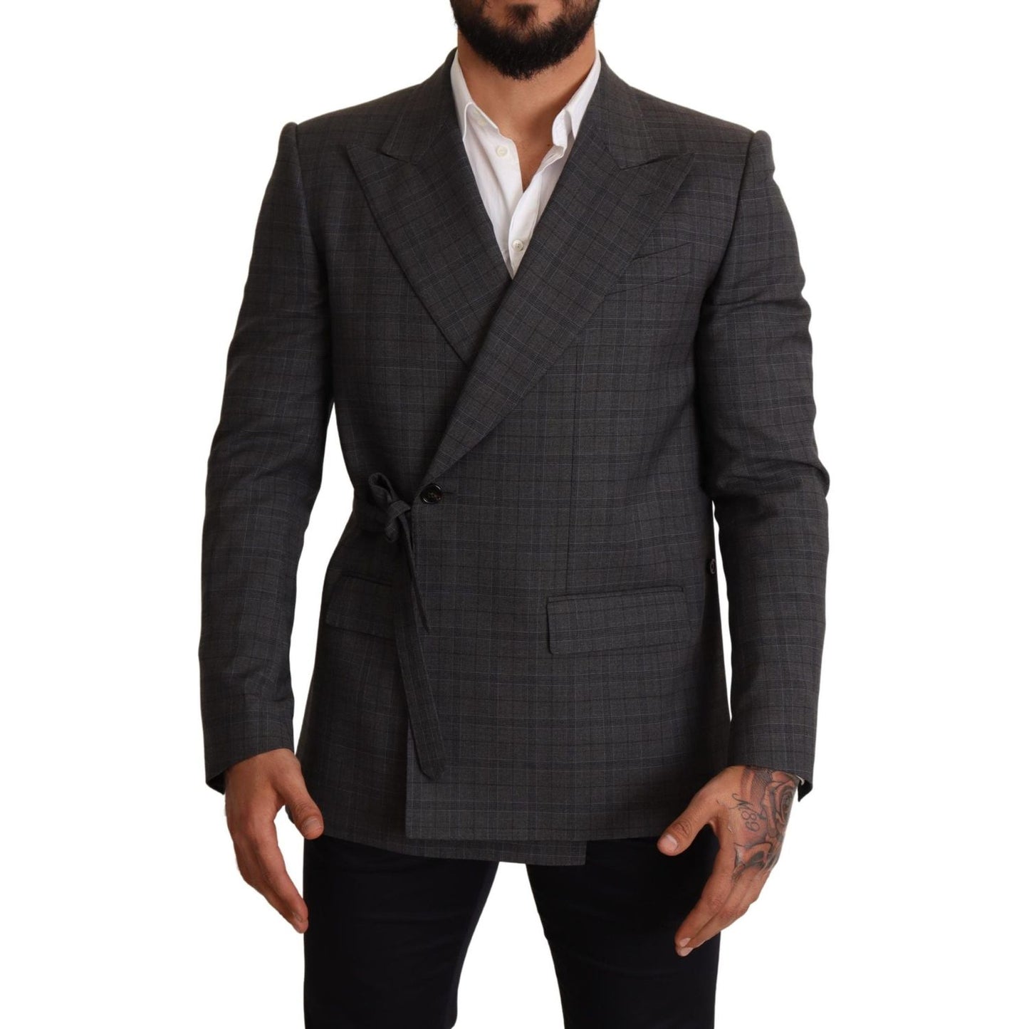 Dolce & Gabbana Gray Check Wool Slim Fit Blazer Jacket1% Elastane,1728,67345645728,Blazers - Men - Clothing,Blazers - Suits & Blazers - Clothing,Clothing,Dolce & Gabbana,Gray,IT48 | M,Material: 99% Wool,Men,Men - Clothing,New with tags,Suits & Blazers - C