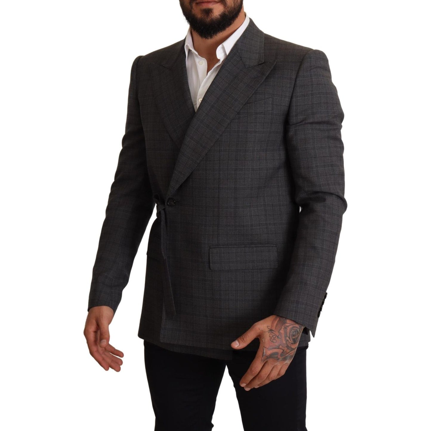 Dolce & Gabbana Gray Check Wool Slim Fit Blazer Jacket1% Elastane,1728,67345645728,Blazers - Men - Clothing,Blazers - Suits & Blazers - Clothing,Clothing,Dolce & Gabbana,Gray,IT48 | M,Material: 99% Wool,Men,Men - Clothing,New with tags,Suits & Blazers - C