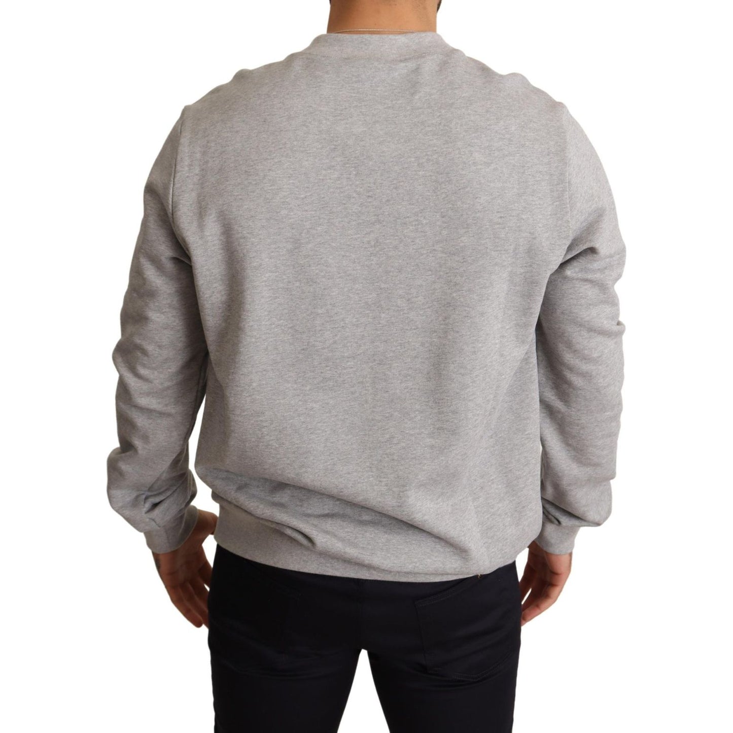 Dolce & Gabbana Gray Crown King Print Cotton Sweater