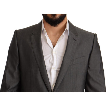 Dolce & Gabbana Gray Metallic MARTINI Slim Fit Set Suit 1728,35% Silk,67345645728,Clothing,Dolce & Gabbana,Gray,IT48 | M,IT50 | L,IT52 | XL,Material: 65% Wool,Men,Men - Clothing,New with tags,Suits & Blazers - Clothing,Suits - Men - Clothing,Two-Piece Sui