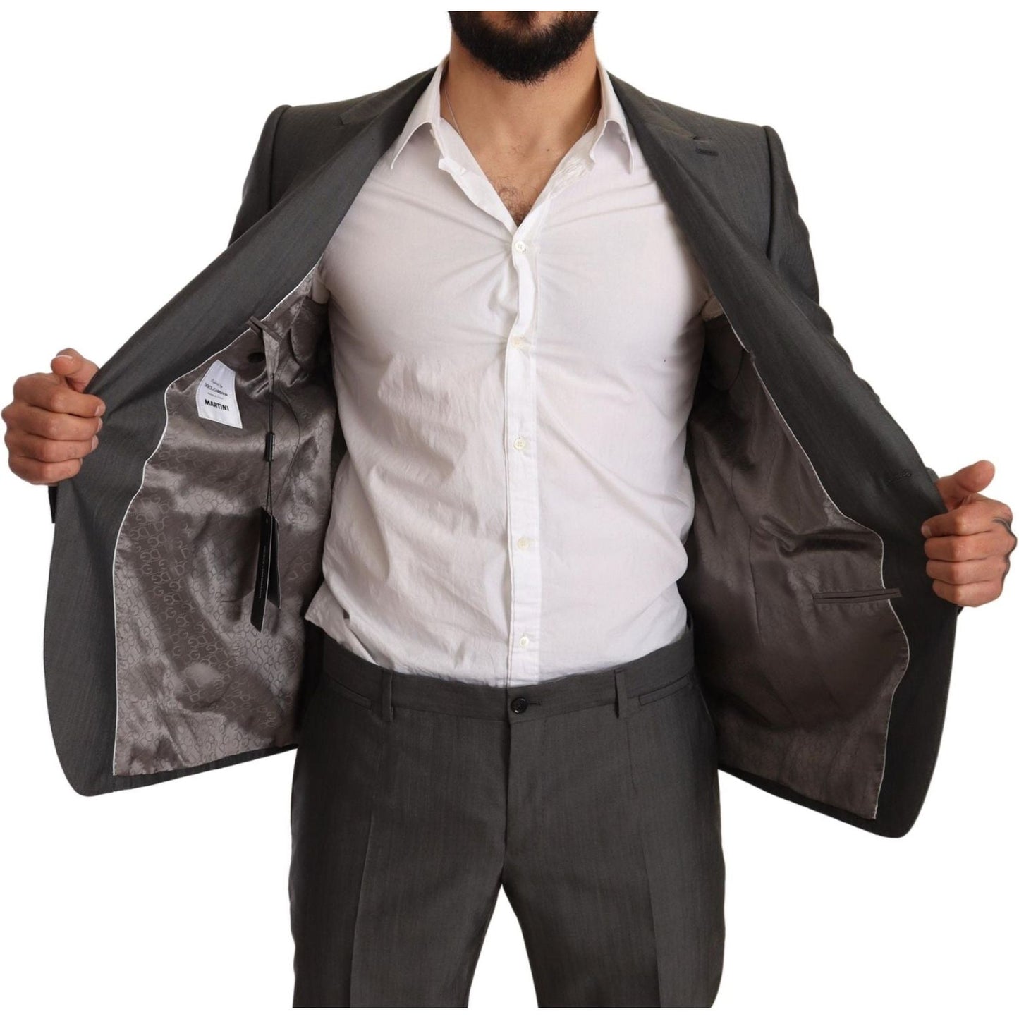 Dolce & Gabbana Gray Metallic MARTINI Slim Fit Set Suit 1728,35% Silk,67345645728,Clothing,Dolce & Gabbana,Gray,IT48 | M,IT50 | L,IT52 | XL,Material: 65% Wool,Men,Men - Clothing,New with tags,Suits & Blazers - Clothing,Suits - Men - Clothing,Two-Piece Sui