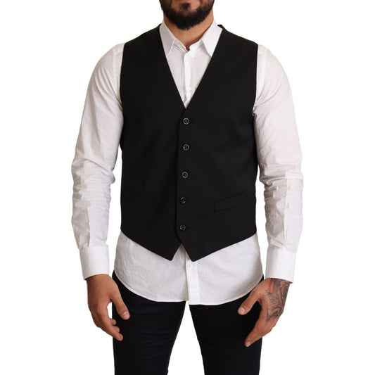 Dolce & Gabbana Black Wool Formal Waistcoat Dress1728,67345645728,Black,Clothing,Dolce & Gabbana,IT44 | XS,IT48 | M,IT50 | L,Material: 54% Polyester 44% Wool 2% Elastane,Men,Men - Clothing,New with tags,Suits & Blazers - Clothing,Vests - Men - Clothing,Wa