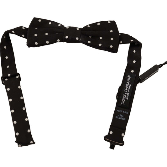 Dolce & Gabbana Black White Polka Dot Silk Adjustable Neck Papillon Bow Tie 1728,67345645728,Accessories,Black,Bowties - Ties and Formal Accessories - Accessories,Dolce & Gabbana,Material: 100% Silk,Men,Men - Accessories,New with tags,Ties & Bowties - Men