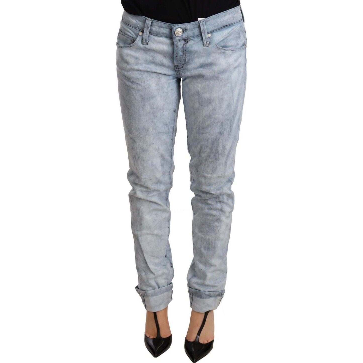 Acht Light Blue Washed Cotton Folded Hem Denim Trouser PAN71202- 26