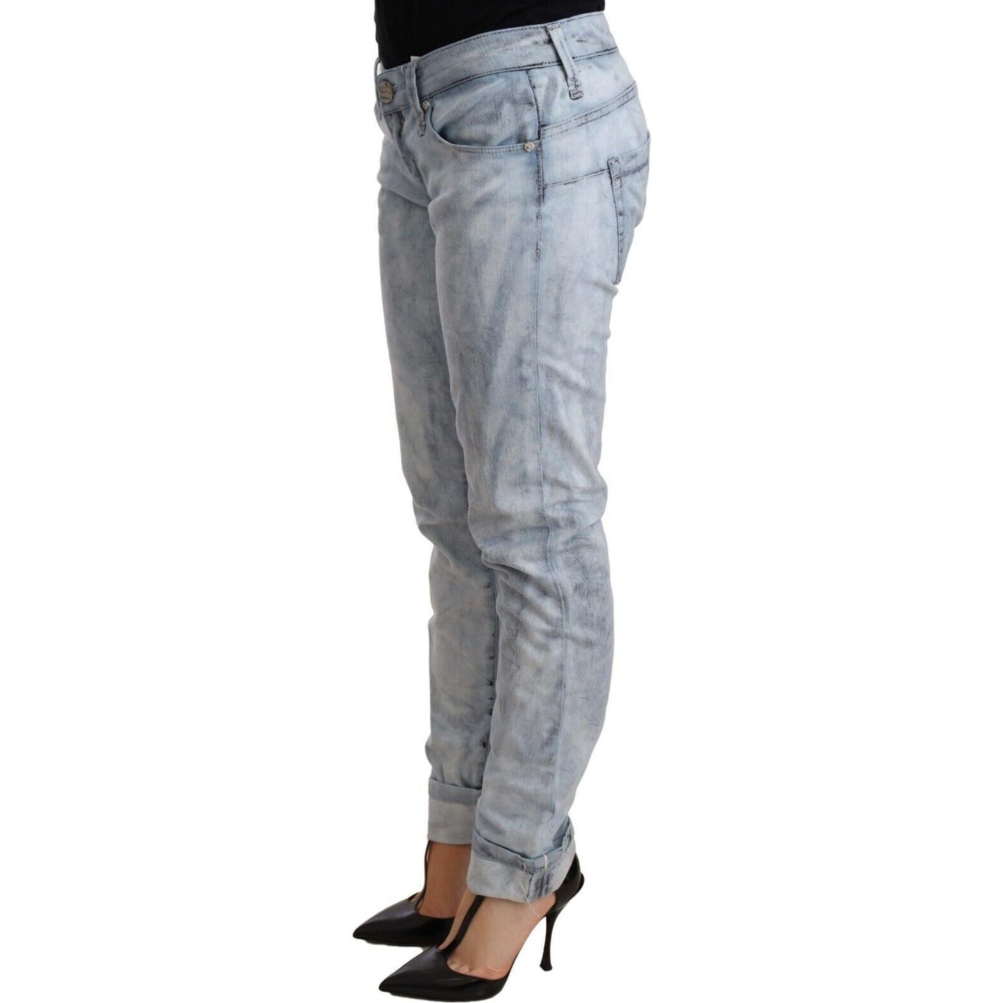 Acht Light Blue Washed Cotton Folded Hem Denim Trouser PAN71202- 26