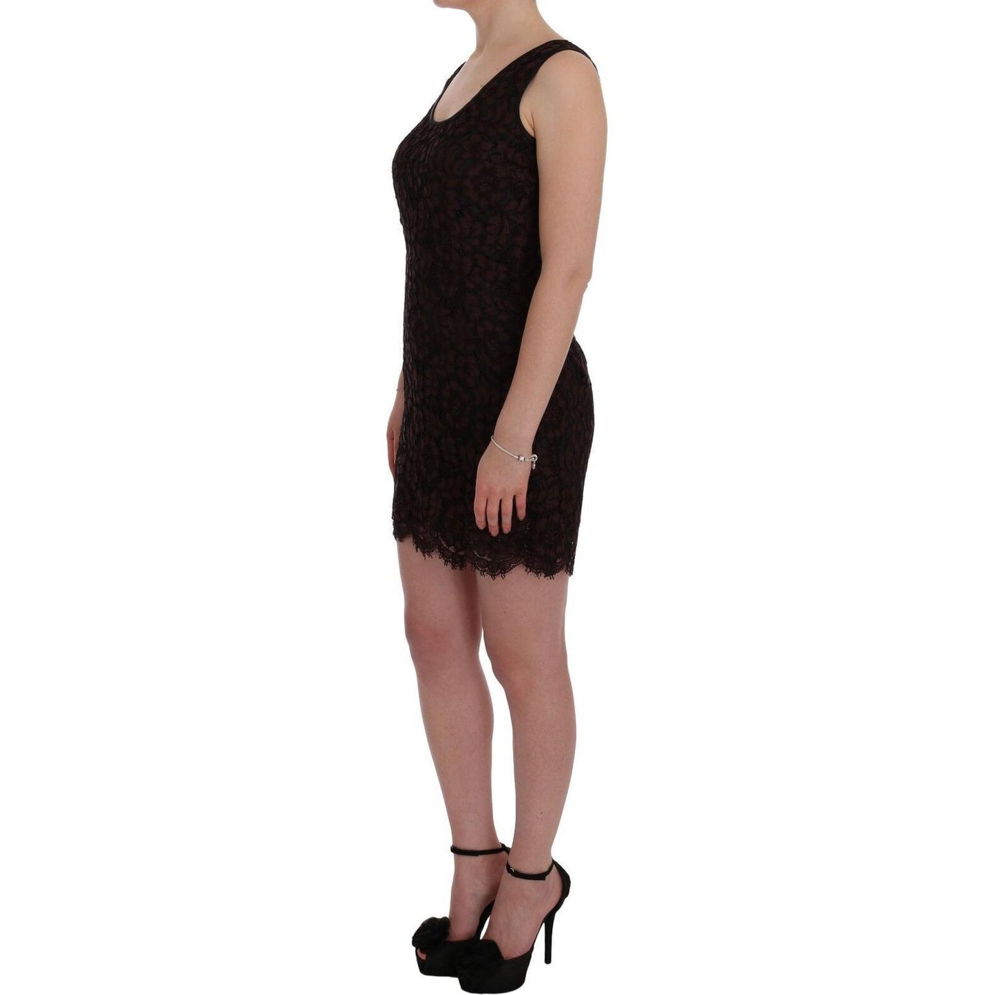 Dolce & Gabbana Bordeaux Floral Lace Ricamo Sheath Dress SIG60220- 42