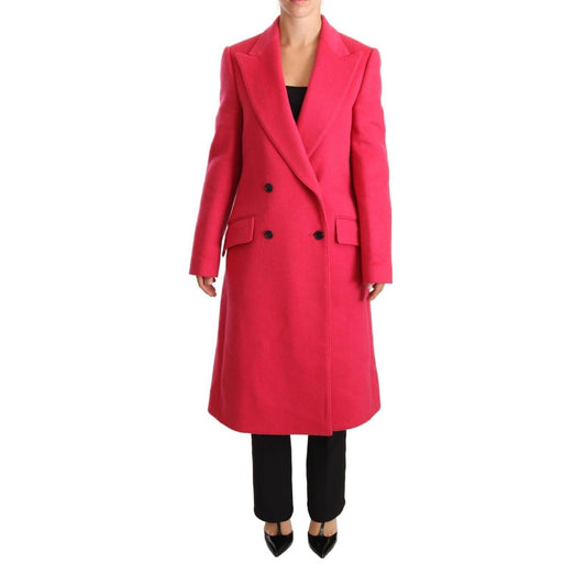 Dolce & Gabbana Pink Double Breasted Trenchcoat Jacket 1728,25% Cashmere,67345645728,Clothing,Dolce & Gabbana,IT38|XS,Jackets & Coats - Clothing,Jackets & Coats - Women - Clothing,Material: 75% Virgin Wool,New with tags,Pink,Trench Coats - Jackets & Coats