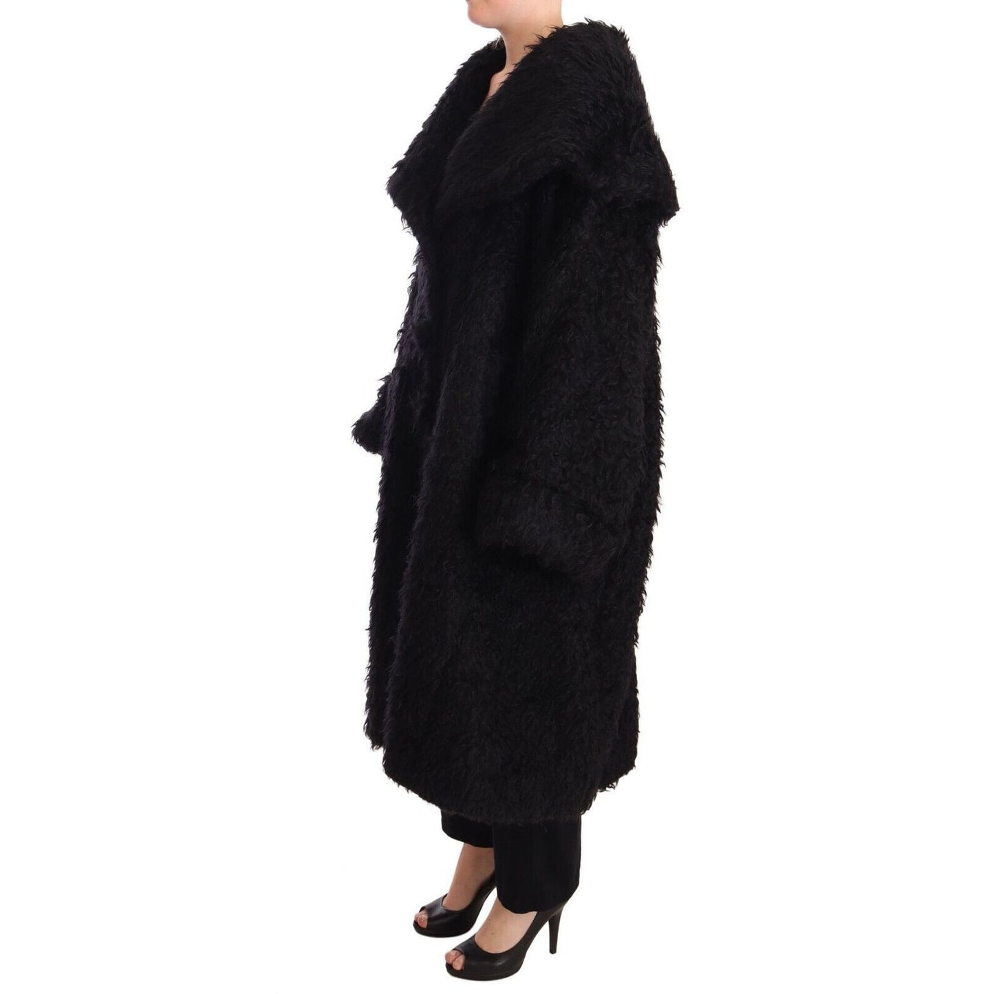 Dolce & Gabbana Black Mohair Fur Cape Trench Coat Jacket 16% Nylon,1728,18% Wool,67345645728,Black,Clothing,Dolce & Gabbana,IT40 | M,Jackets & Coats - Clothing,Jackets & Coats - Women - Clothing,Material: 66% Mohair,New with tags,Trench Coats - Jackets &