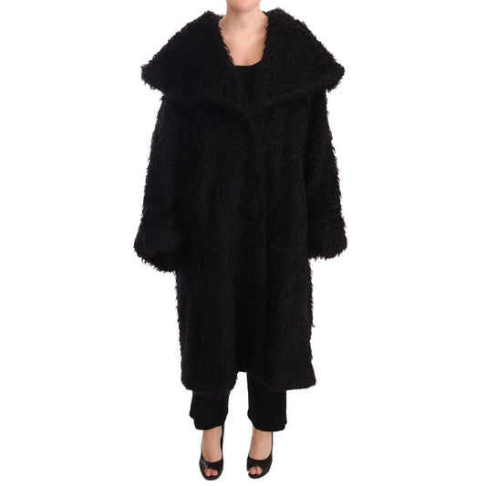 Dolce & Gabbana Black Mohair Fur Cape Trench Coat Jacket 16% Nylon,1728,18% Wool,67345645728,Black,Clothing,Dolce & Gabbana,IT40 | M,Jackets & Coats - Clothing,Jackets & Coats - Women - Clothing,Material: 66% Mohair,New with tags,Trench Coats - Jackets &