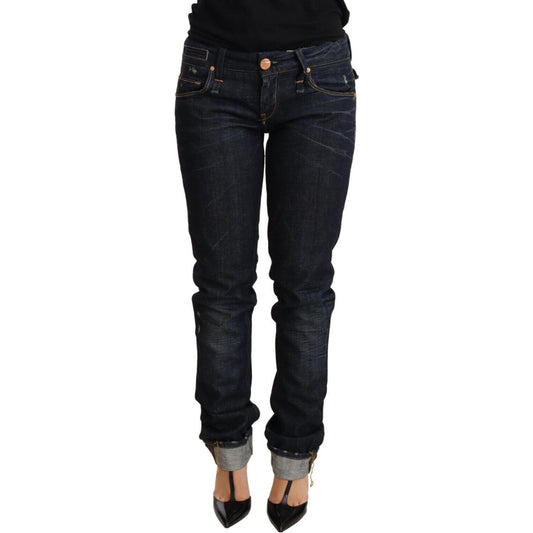 Acht Dark Blue Cotton Slim Fit Folded Hem Women Denim Trouser Jeans 1728,67345645728,Acht,Blue,Clothing,Jeans & Pants - Women - Clothing,Jeans Denim - Clothing,Material: Cotton,New with tags,Slim Fit Jeans - Jeans Denim - Clothing,W26,Women,Women - Clothi