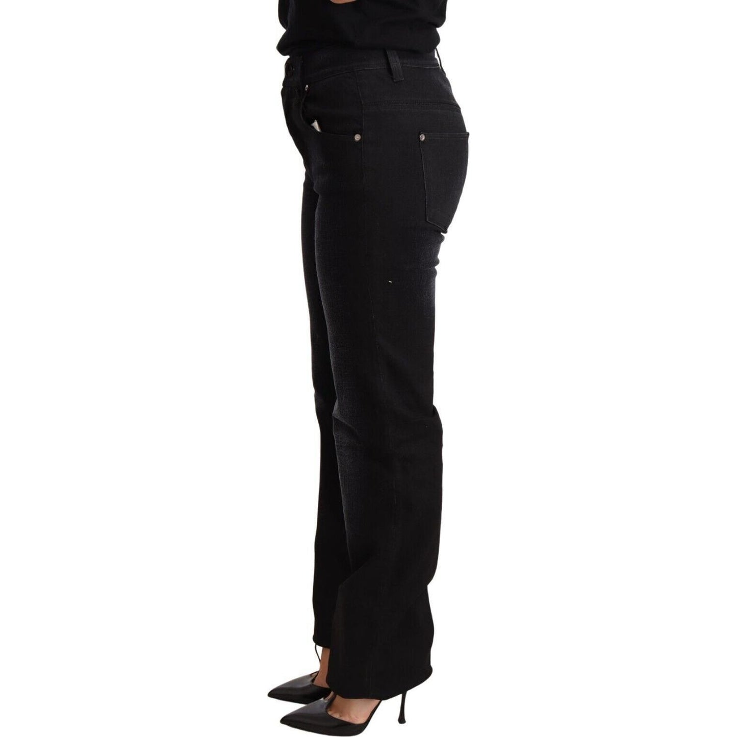 Ermanno Scervino Black Washed Straight Denim Trouser Cotton Jeans PAN72190-26