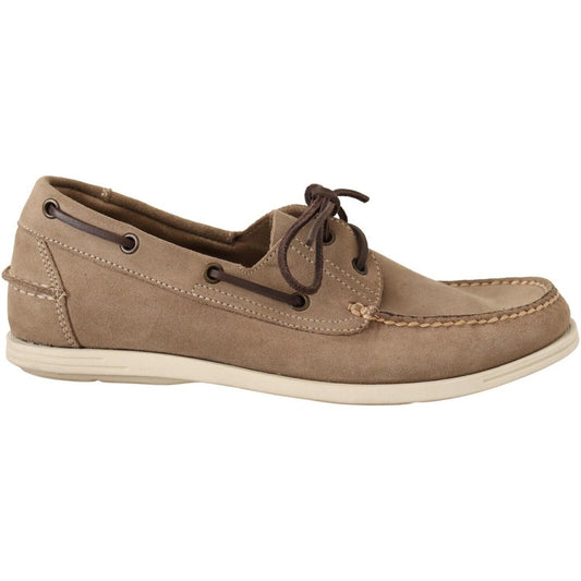 Pollini Beige Suede Low Top Mocassin Loafers Casual Men Shoes