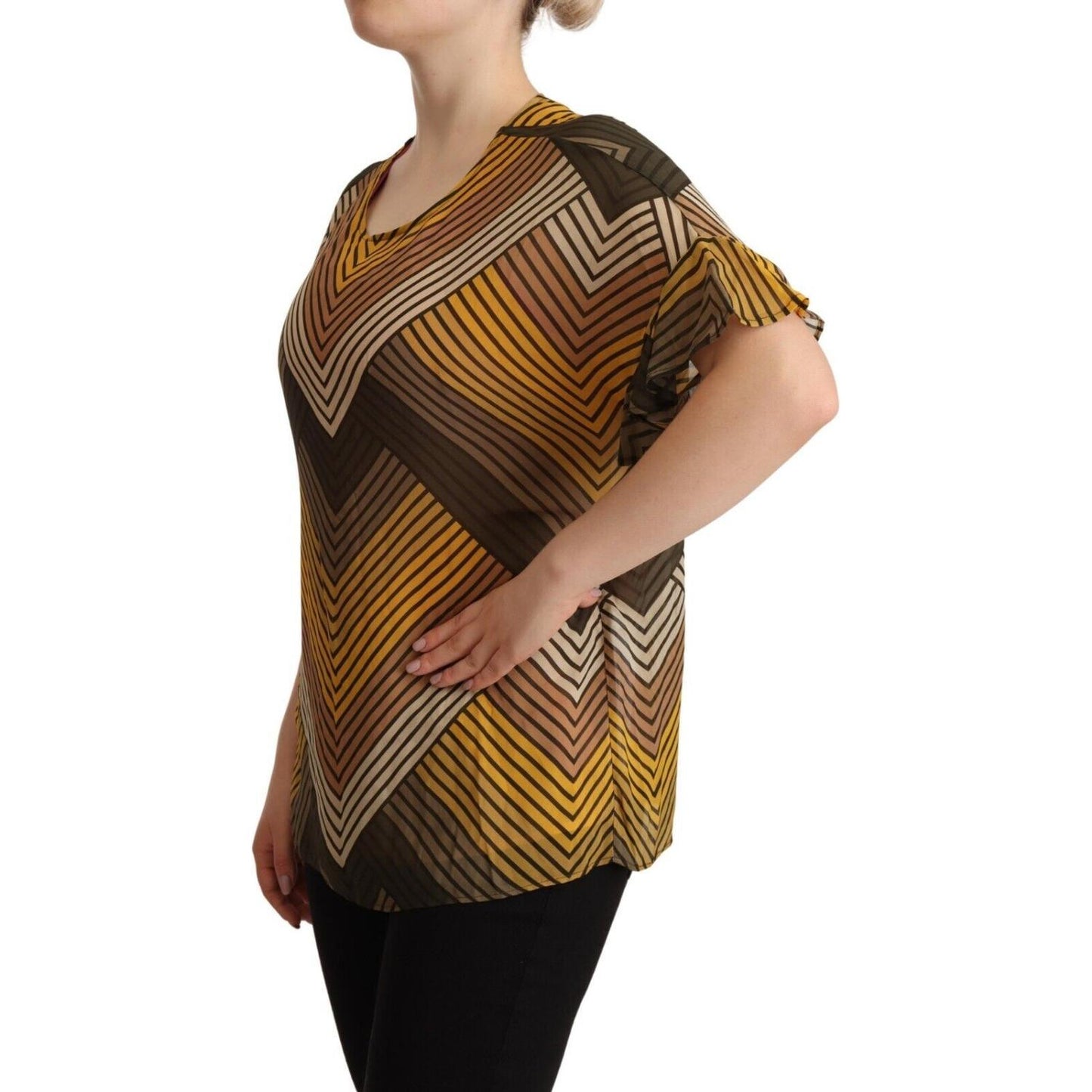 Twinset Multicolor Stripes Short Sleeves Round Neck Top Blouse 1728,67345645728,Clothing,IT42|M,Material: 100% Rayon,Multicolor,New with tags,T-Shirts - Clothing,T-Shirts - T-Shirts - Clothing,Tops & T-Shirts - Women - Clothing,Twinset,Women,Women - Cloth