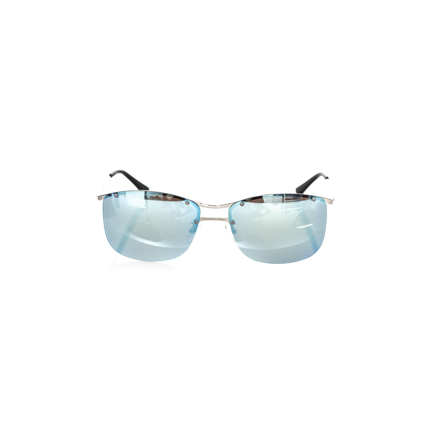 Frankie Morello Silver Metallic Men Sunglasses