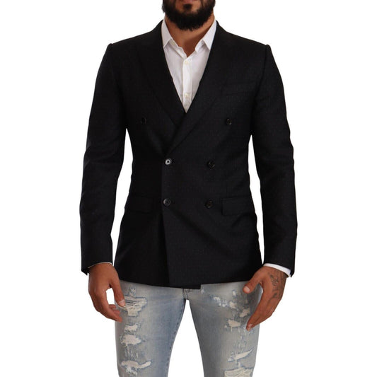 Dolce & Gabbana Black Dotted Double Breasted MARTINI Jacket1728,67345645728,Black,Blazers - Suits & Blazers - Clothing,Clothing,Dolce & Gabbana,IT46 | S,Jackets - Men - Clothing,Material: 100% Virgin Wool,Men,Men - Clothing,New with tags,Suits & Blazers -