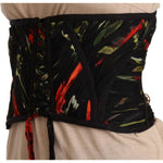 Dolce & Gabbana Black Corset Belt Stretch Waist Strap Silk Top TSH6823 - 46
