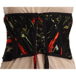 Dolce & Gabbana Black Corset Belt Stretch Waist Strap Silk Top TSH6823 - 46
