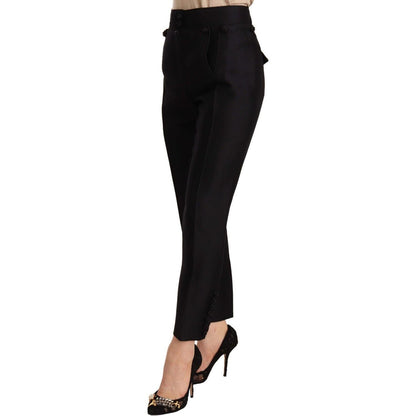 Dsquared² Black Button Embellished Cropped High Waist Pants 1728,67345645728,Black,Clothing,Cropped Pants - Pants - Clothing,Dsquared²,IT40|S,Jeans & Pants - Women - Clothing,New with tags,Pants - Clothing,Women,Women - Clothing