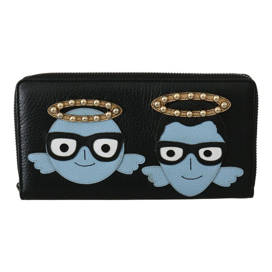 Dolce & Gabbana Black Blue Leather #DGFAMILY Zipper Continental Wallet 1728,67345645728,Accessories,Bags,Black,Dolce & Gabbana,Leather Wallets - Wallets - Accessories,Material: 100% Leather,Men,Men - Bags,New with tags,Wallets - Accessories,Wallets - Men
