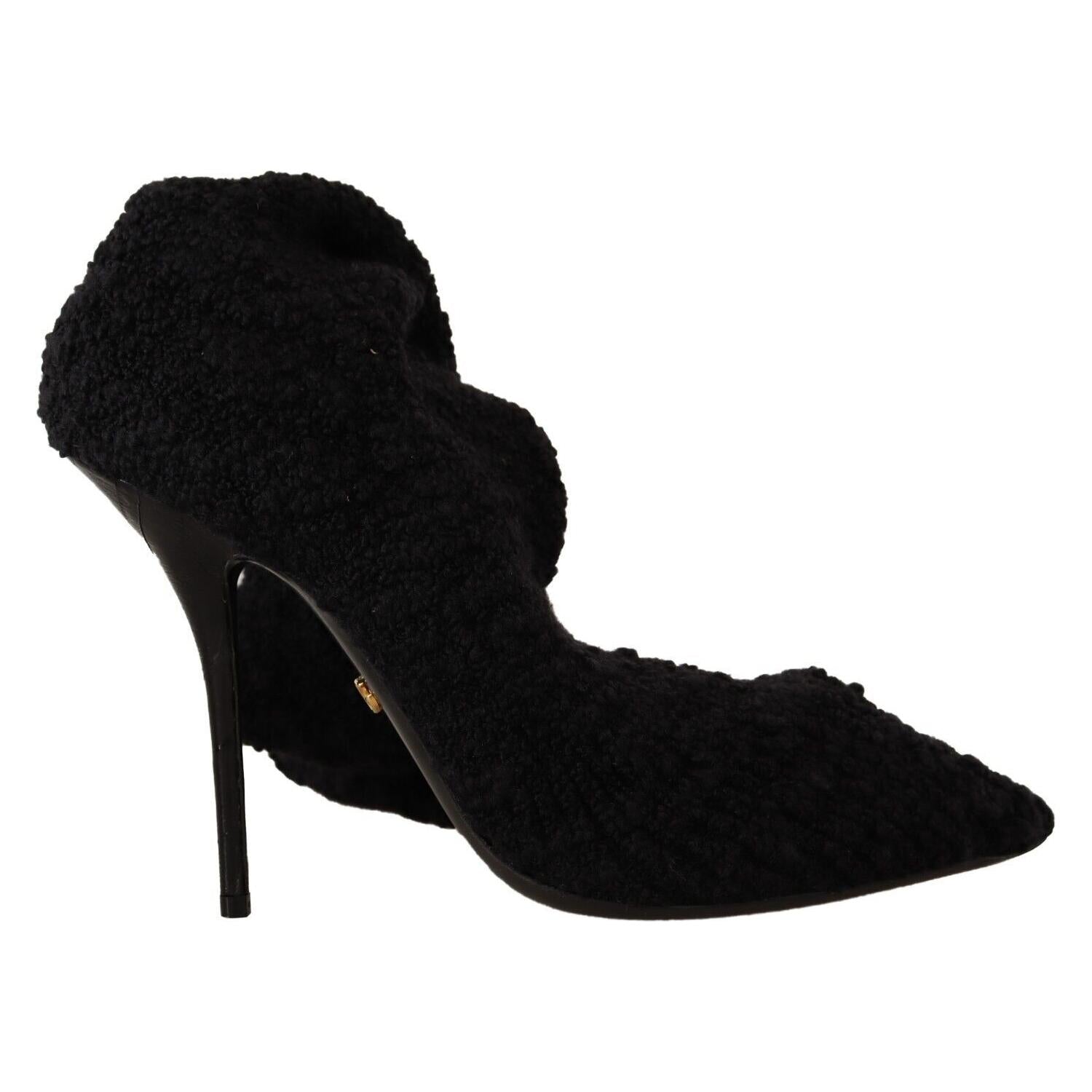 Dolce & Gabbana Black Stretch Socks Knee High Booties Shoes