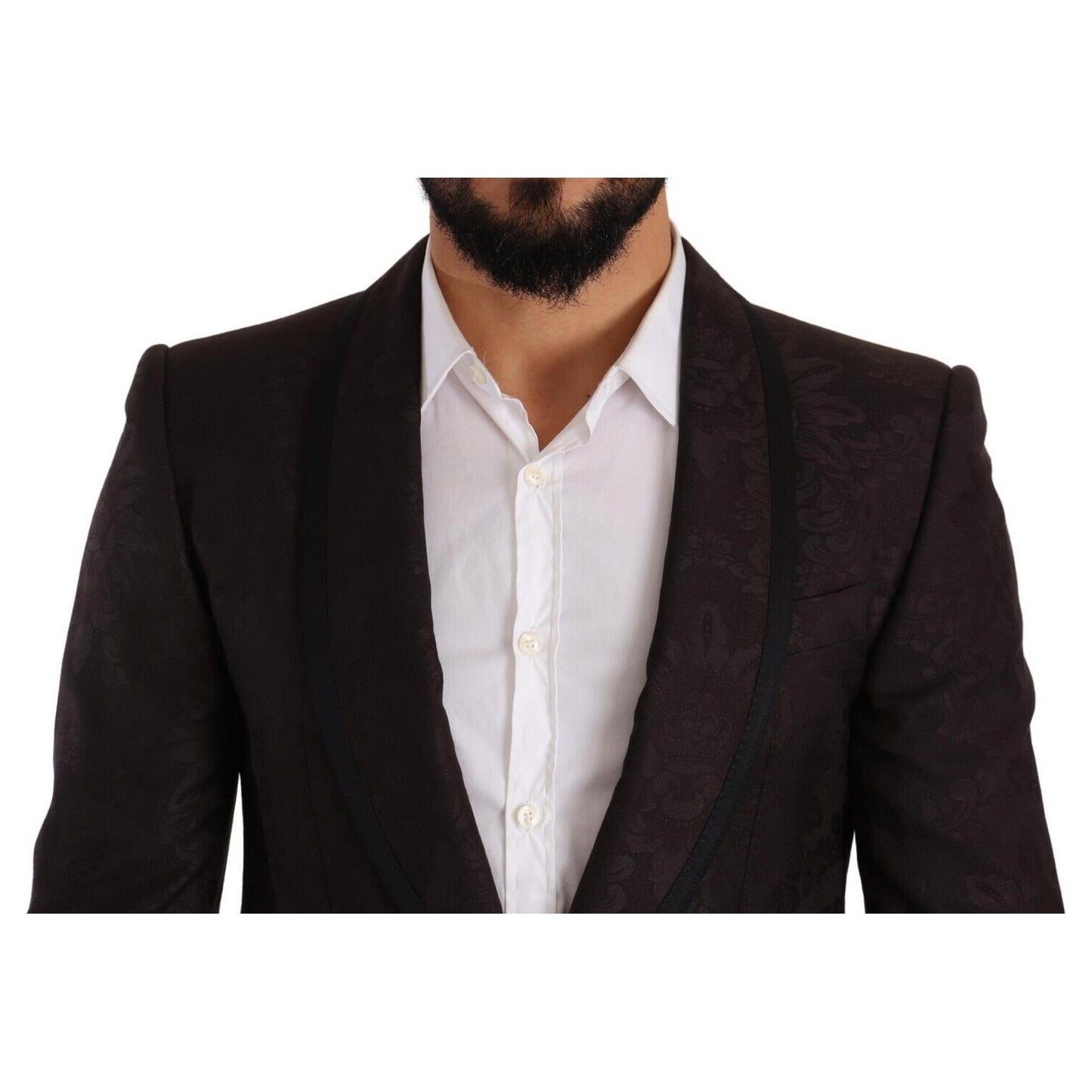 Dolce & Gabbana Purple Jacquard Single Breasted SICILIA Blazer KOS1923-48