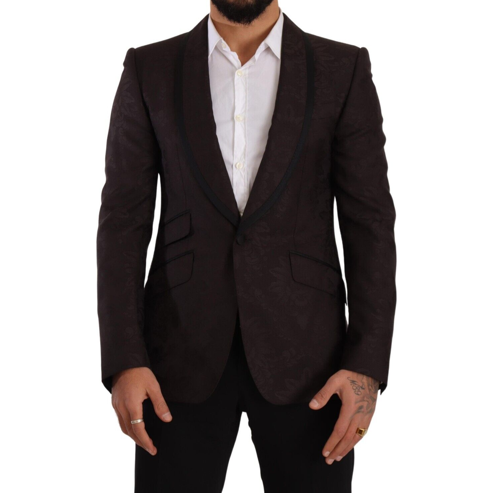 Dolce & Gabbana Purple Jacquard Single Breasted SICILIA Blazer KOS1923-48