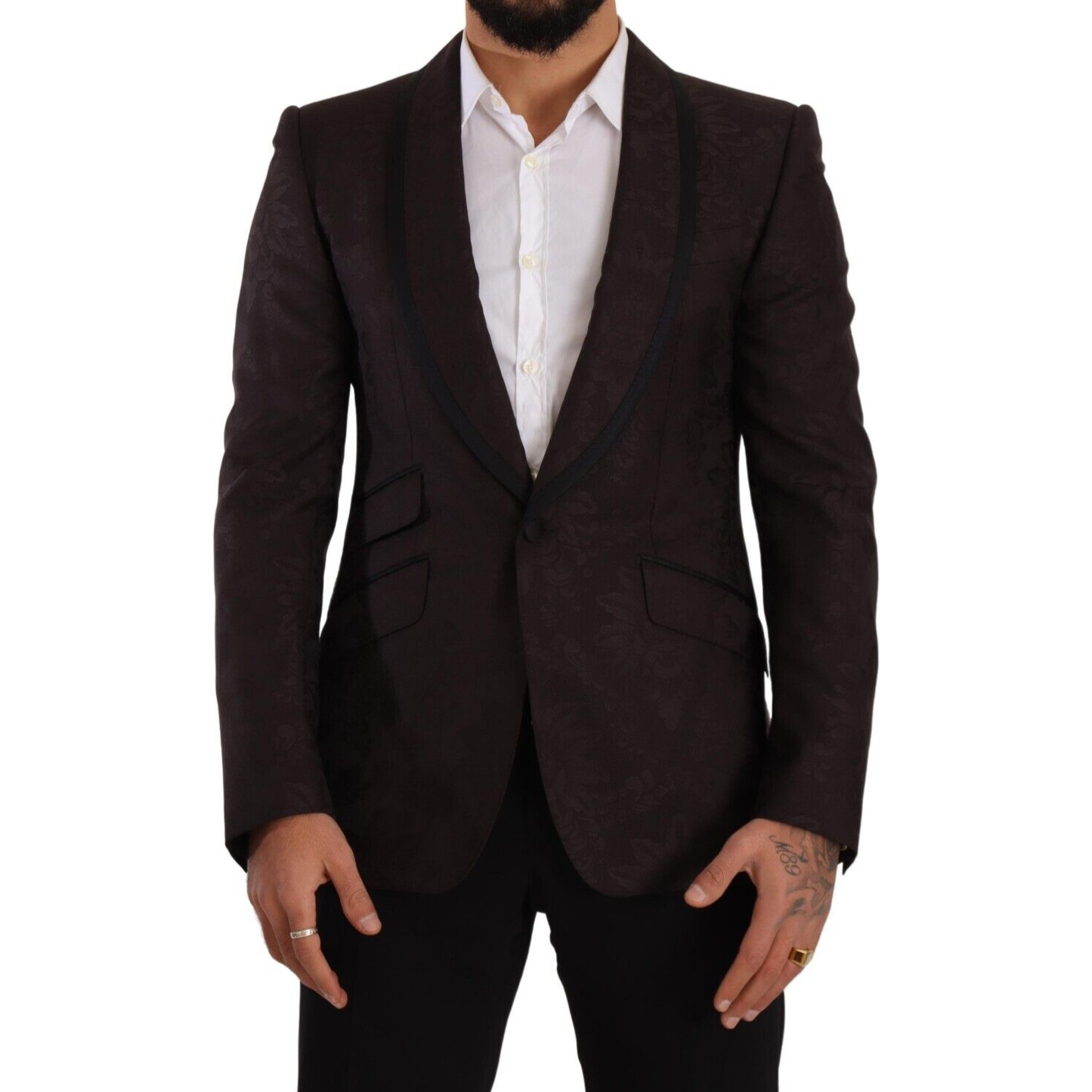 Dolce & Gabbana Purple Jacquard Single Breasted SICILIA Blazer KOS1923-48