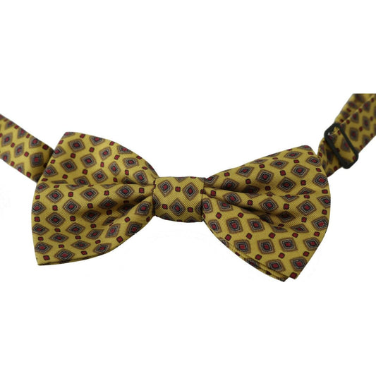 Dolce & Gabbana Yellow Pattern Silk Adjustable Neck Tie FT1000