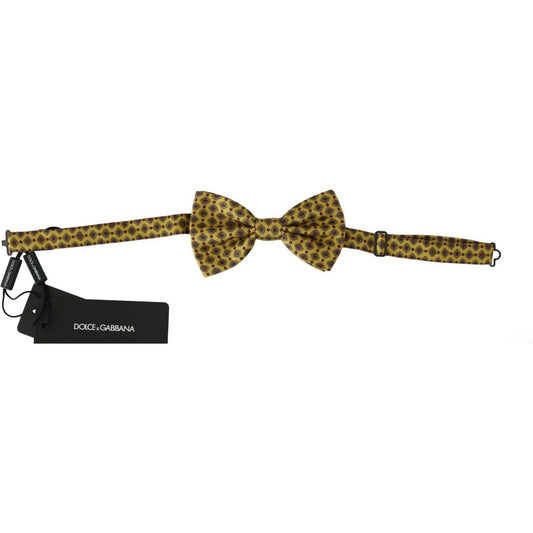 Dolce & Gabbana Yellow Pattern Silk Adjustable Neck Tie FT1000