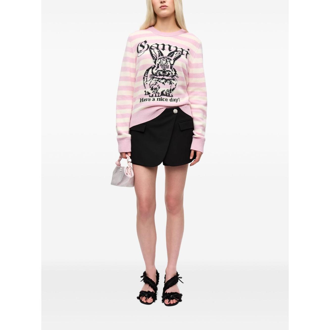 Ganni Striped Graphic Wool Bunny Jumper K2426065-P25