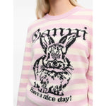 Ganni Striped Graphic Wool Bunny Jumper K2426065-P25