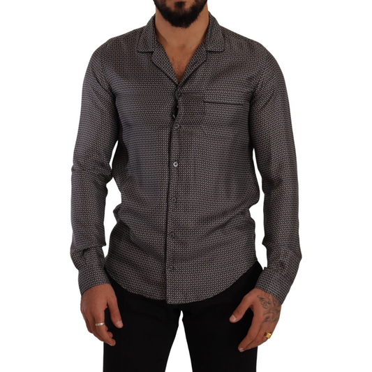 Dolce & Gabbana Gray Fantasy Pattern Pajama Top Mens Shirt