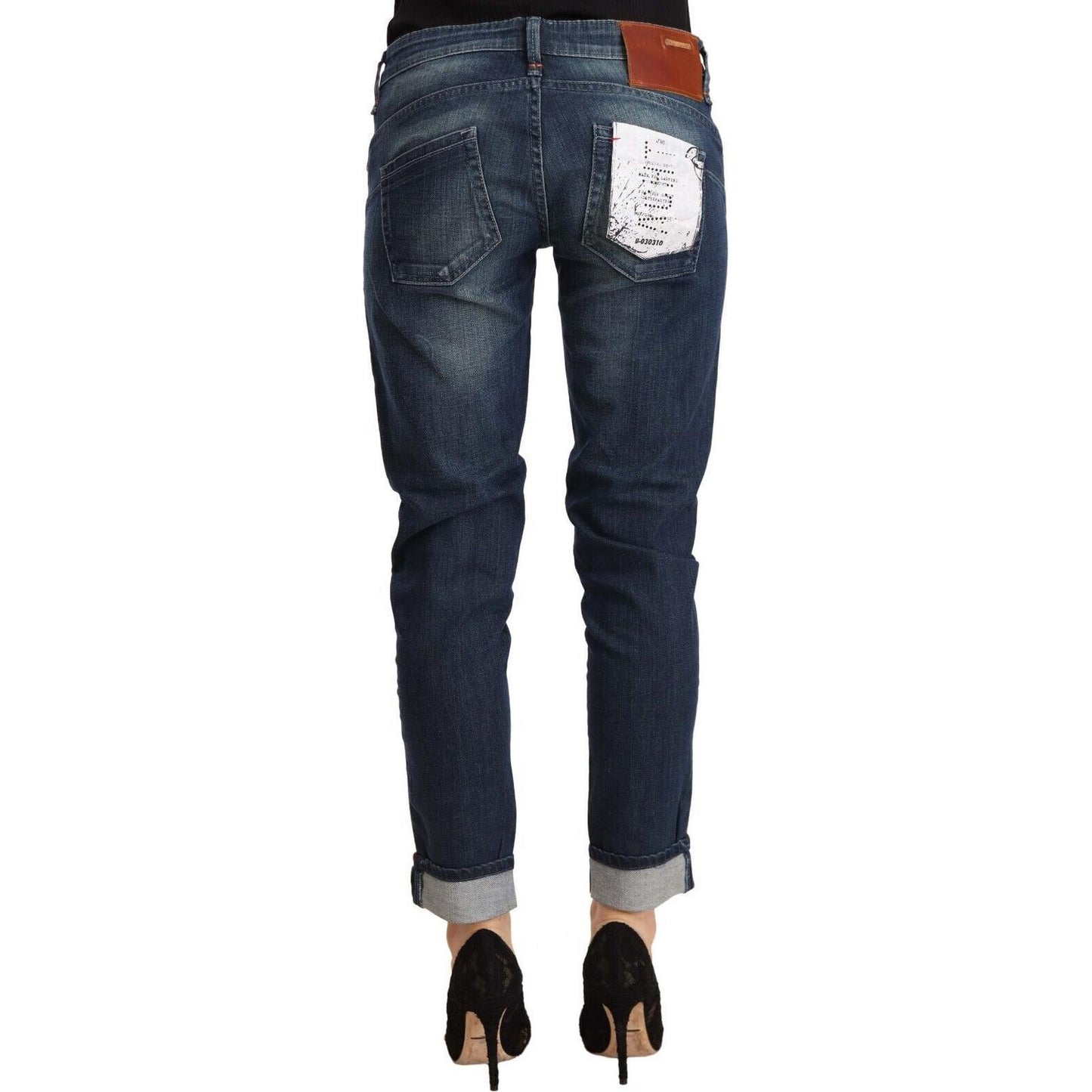 Acht Blue Washed Low Waist Skinny Denim Folded Hem Jeans PAN71237 - 28