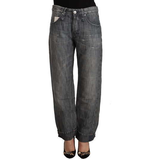Acht Gray Washed Ramie Straight Denim Folded Hem Jeans 1728,67345645728,Acht,Clothing,Gray,Jeans & Pants - Women - Clothing,Jeans Denim - Clothing,Material: 54% Ramie 46% Cotton,New with tags,Straight-Leg Jeans - Jeans Denim - Clothing,W26 | IT40,Women,Wo