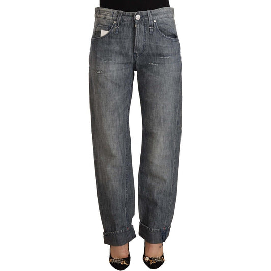 Acht Gray Washed Mid Waist Straight Denim Folded Hem Jeans 1728,67345645728,Acht,Clothing,Gray,Jeans & Pants - Women - Clothing,Jeans Denim - Clothing,Material: 54% Ramie 46% Cotton,New with tags,Straight-Leg Jeans - Jeans Denim - Clothing,W26,Women,Women