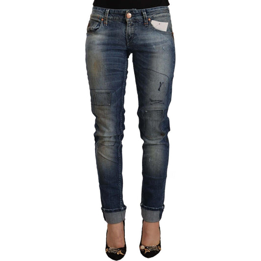 Acht Blue Washed Low Waist Folded Hem Slim Fit Jeans PAN71826 - 26