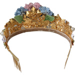 Dolce & Gabbana Gold Crystal Purple Hortensia Headband Crown Diadem SMY100489