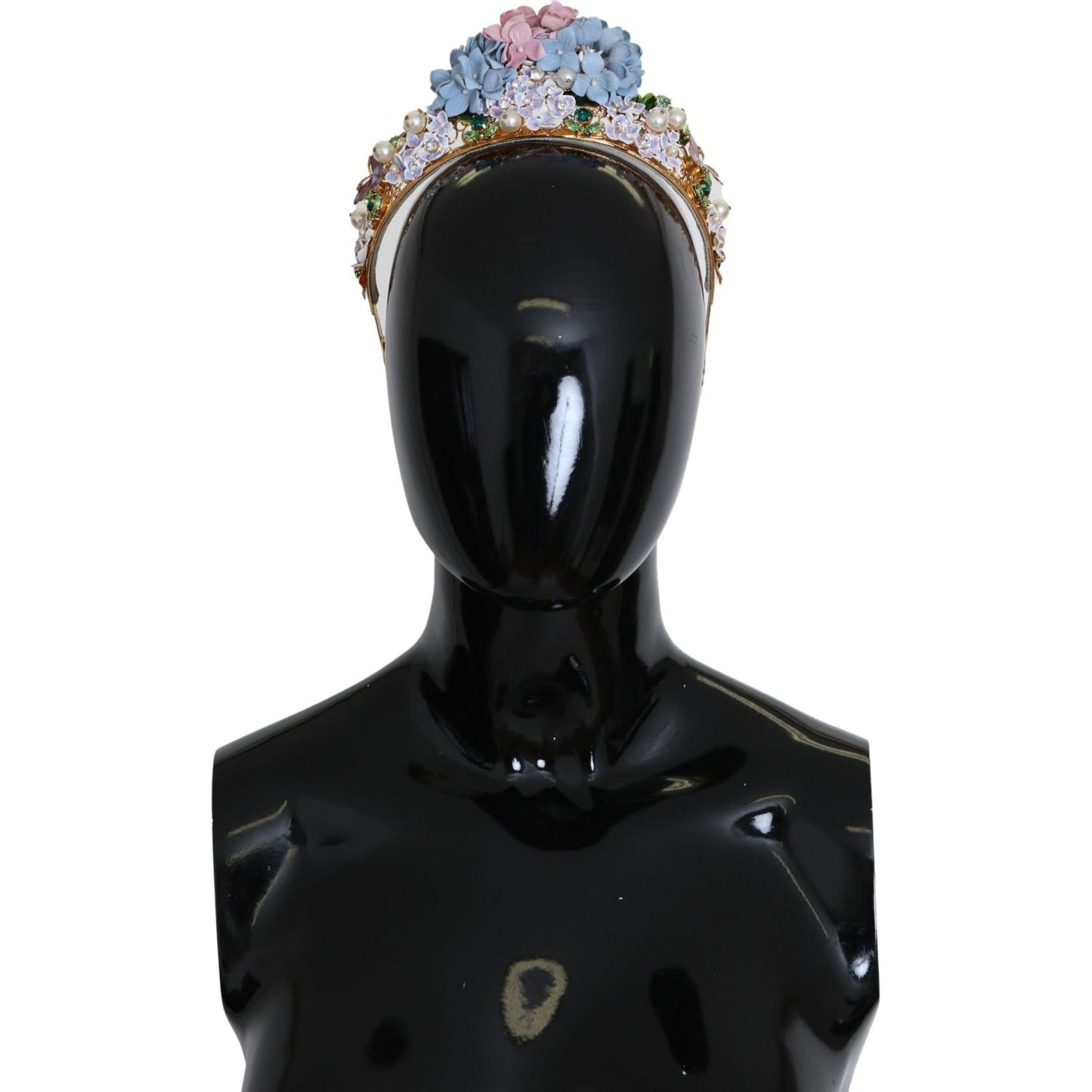 Dolce & Gabbana Gold Crystal Purple Hortensia Headband Crown Diadem SMY100489